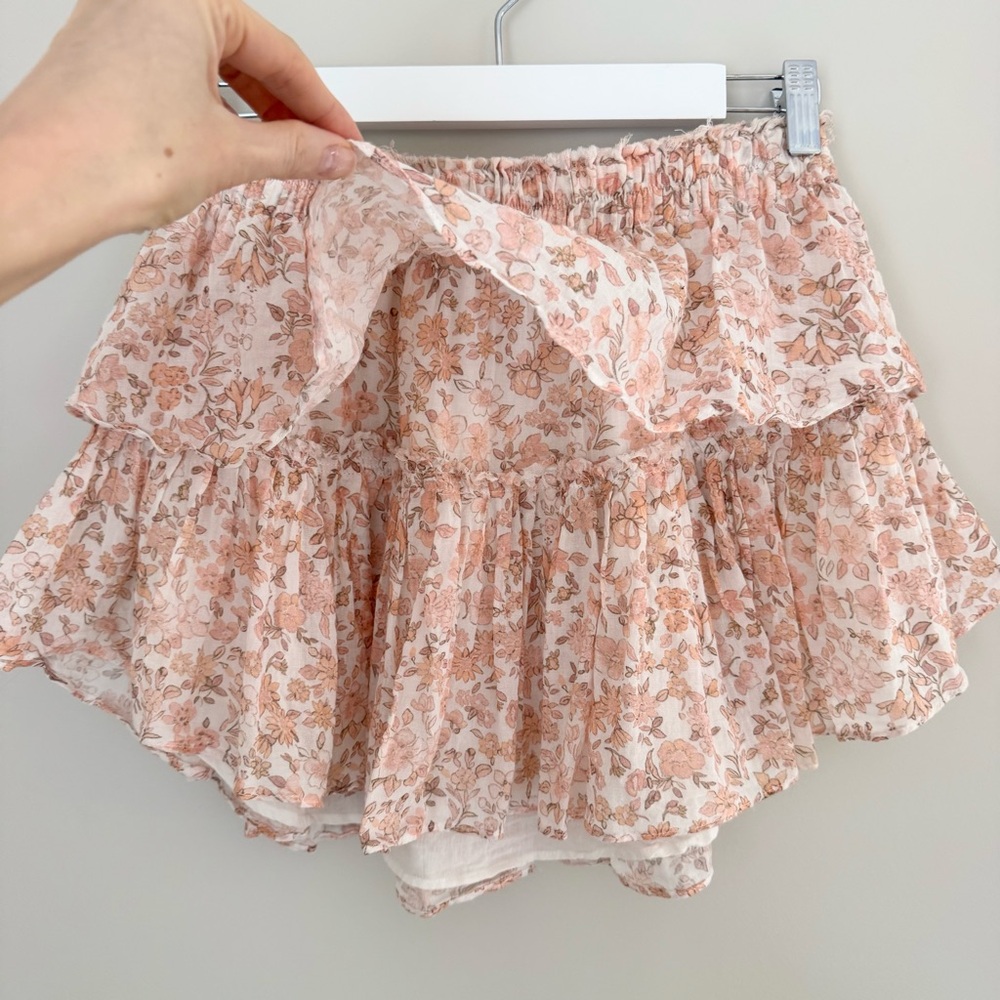 Love Shack Fancy Cotton Tiered Dorin Ruffle Mini Skirt in Vanilla Foam Size S - Picture 9 of 16